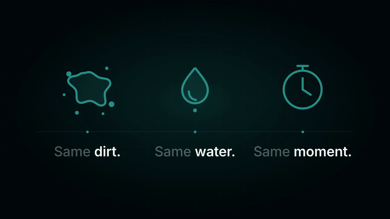 Same dirt. Same water. Same moment.